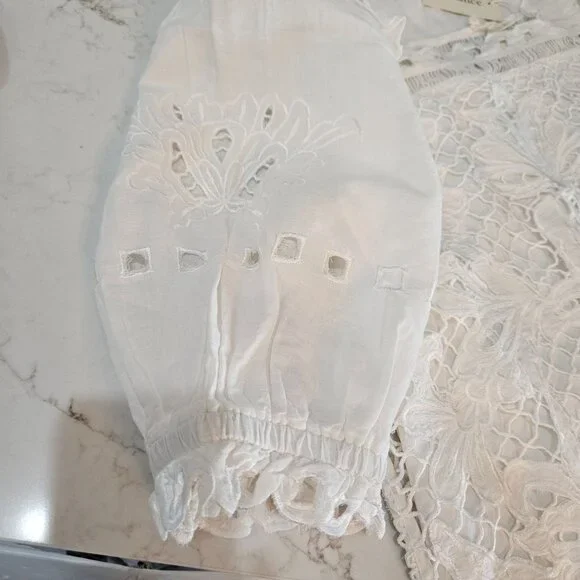 NWT Sundance ALTAI Blouse Small White Eyelet Lace Embroidered Boho Feminine SS - Picture 8 of 13